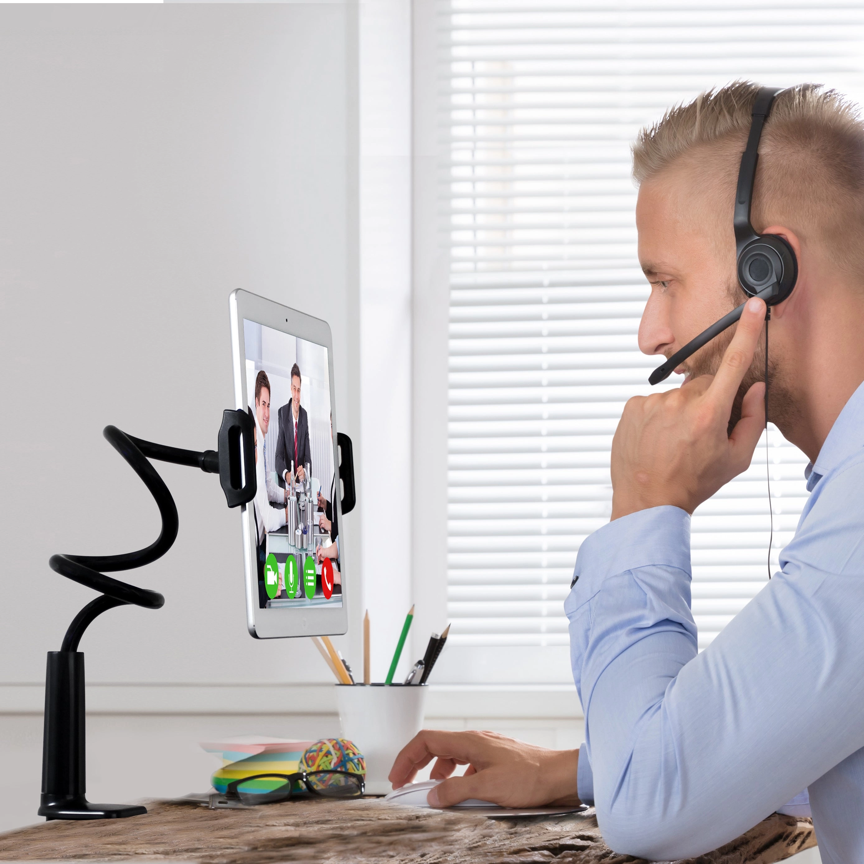 Aduro Solid-Grip 360 Adjustable Universal Gooseneck Tablet Stand for Desk  Durable, Rubberized, Mount with Holder