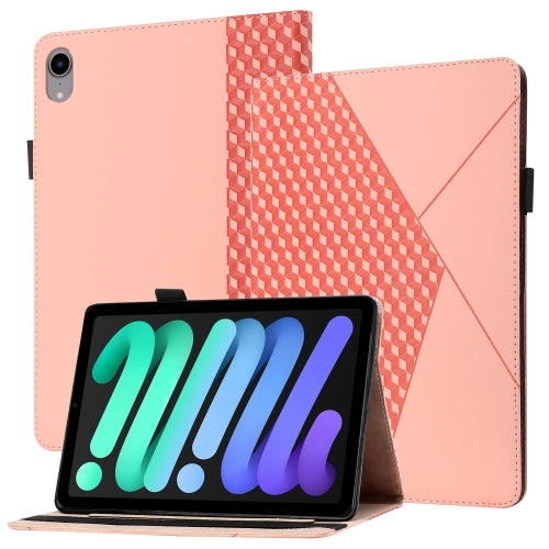 For iPad Mini Rhombus Skin Feel Horizontal Flip Tablet Case with Card Slots Holder
