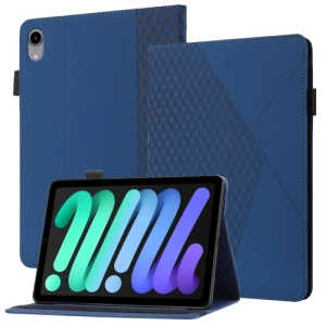 For iPad Mini Rhombus Skin Feel Horizontal Flip Tablet Case with Card Slots Holder