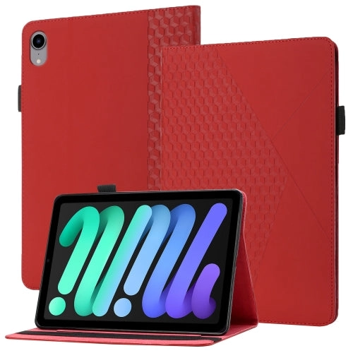 For iPad Mini Rhombus Skin Feel Horizontal Flip Tablet Case with Card Slots Holder