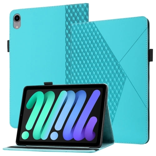For iPad Mini Rhombus Skin Feel Horizontal Flip Tablet Case with Card Slots Holder