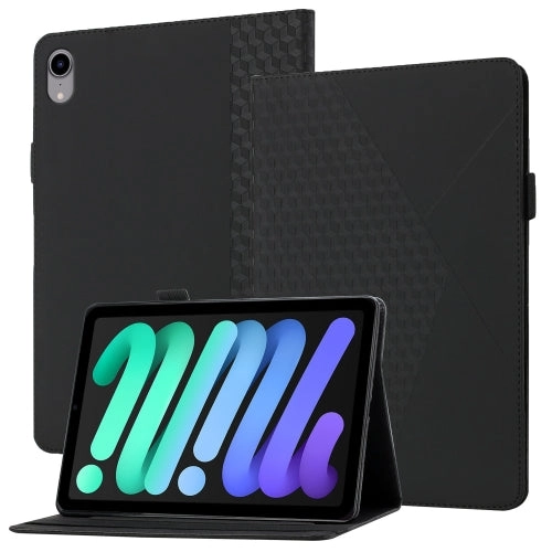 For iPad Mini Rhombus Skin Feel Horizontal Flip Tablet Case with Card Slots Holder