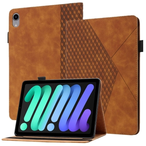 For iPad Mini Rhombus Skin Feel Horizontal Flip Tablet Case with Card Slots Holder