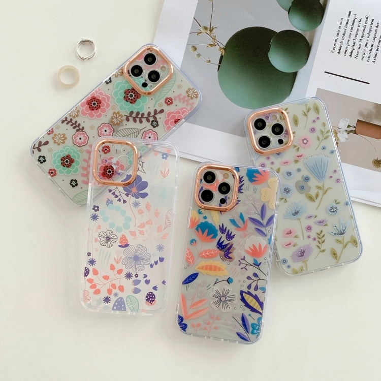 For iPhone 11 Precision Hole Dual-side Laminating IMD Plating Flowers Pattern TPU Phone Case