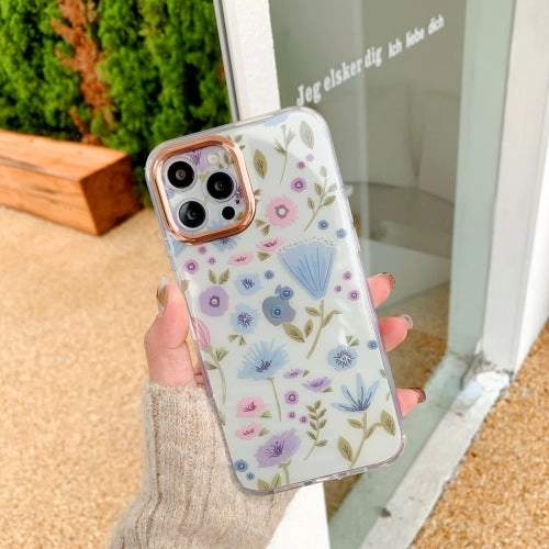 For iPhone 11 Precision Hole Dual-side Laminating IMD Plating Flowers Pattern TPU Phone Case