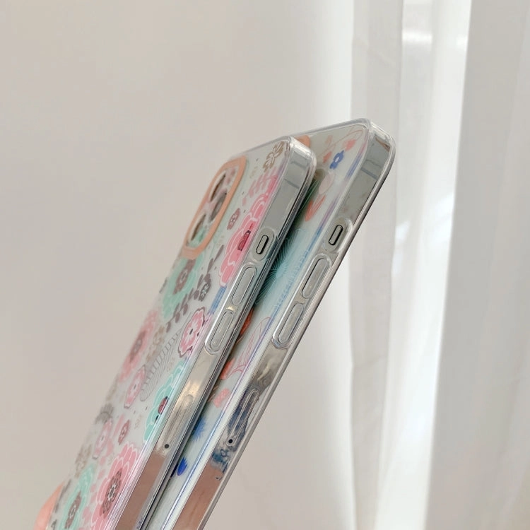 For iPhone 11 Precision Hole Dual-side Laminating IMD Plating Flowers Pattern TPU Phone Case