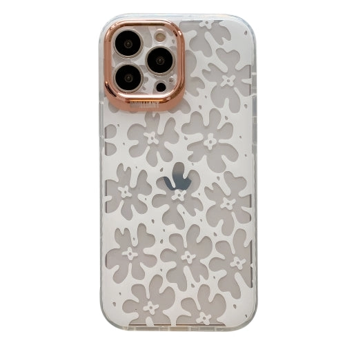 For iPhone 13 Dual-side Laminating IMD Plating Flower Pattern TPU Phone Case