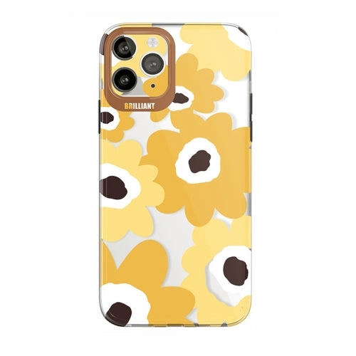 For iPhone 13 Dual-side Laminating IMD Plating Flower Pattern TPU Phone Case