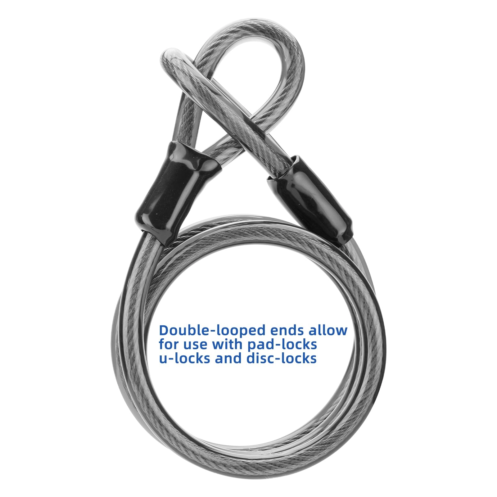 ROCKBROS Heavy Duty Steel Cable, 12mm Thick Vinyl-Coated Security Cable with Loop End, 6.65ft Flexible Locking