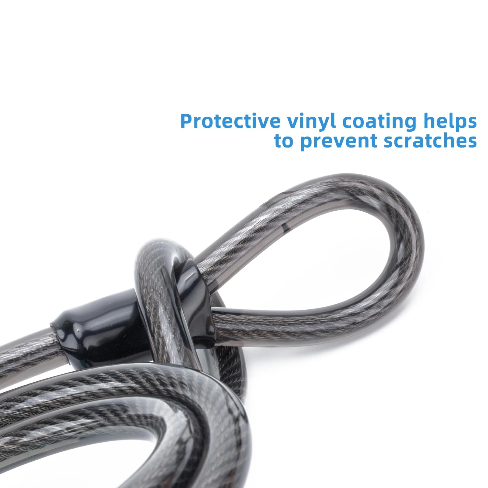 ROCKBROS Heavy Duty Steel Cable, 12mm Thick Vinyl-Coated Security Cable with Loop End, 6.65ft Flexible Locking