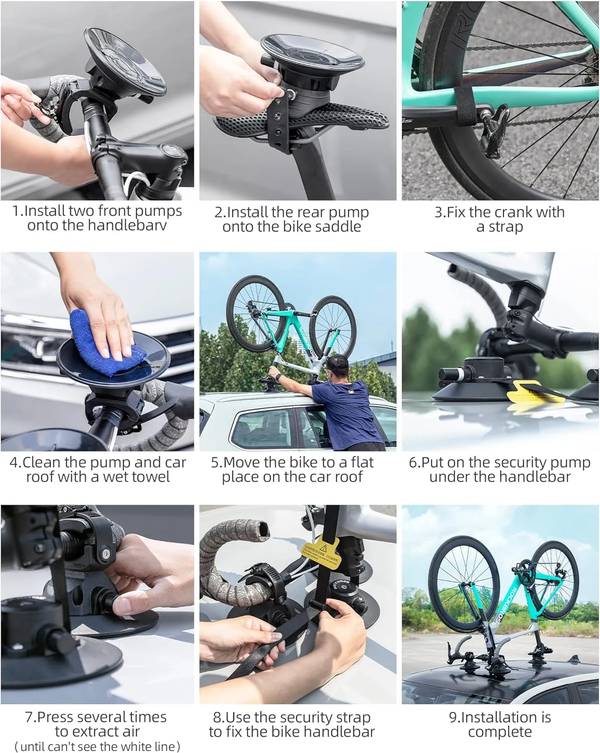 ROCKBROS Inverted Suction Cup Bike Rack Secure Mount for 1 Bike No Removal Needed