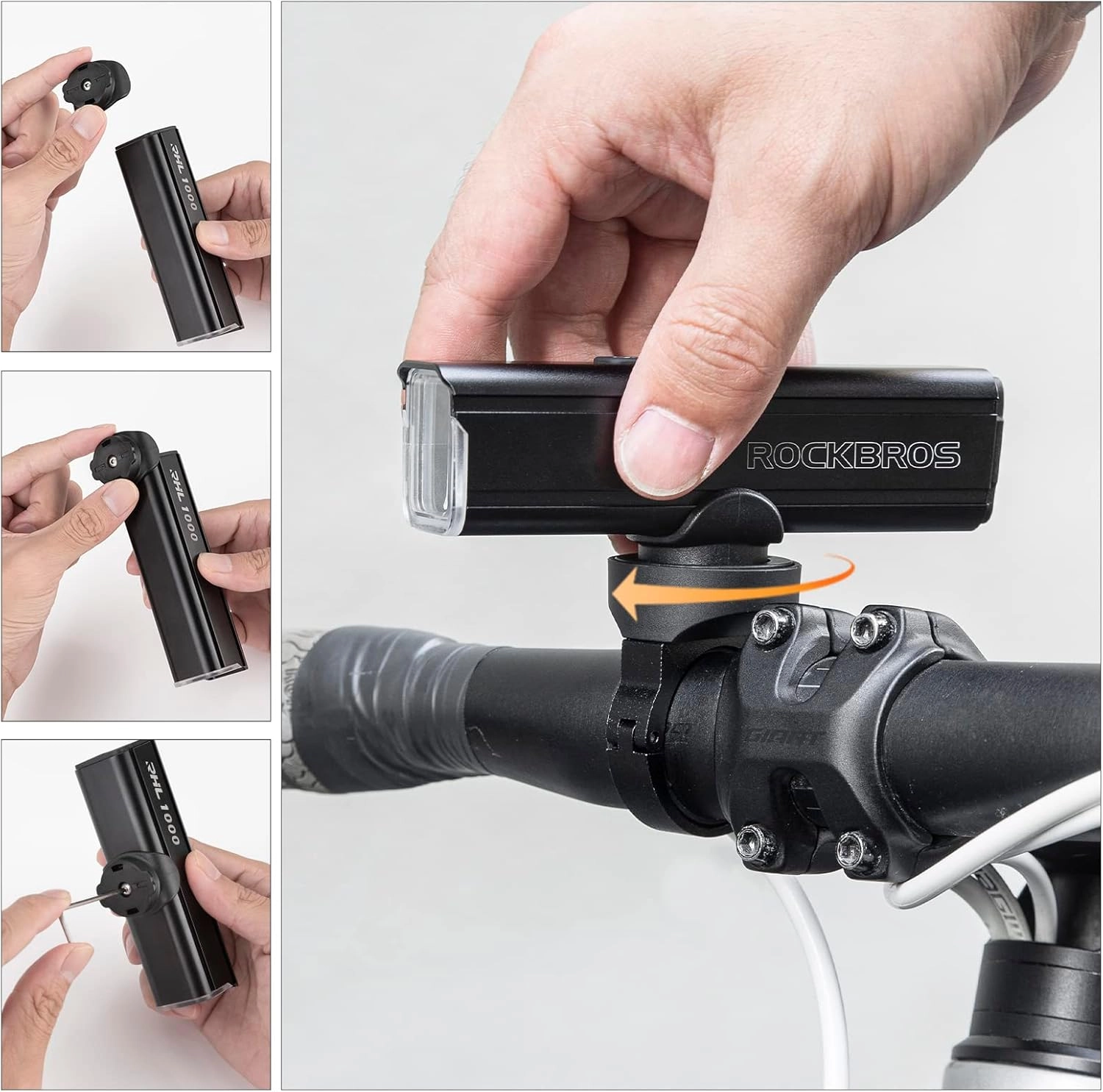 ROCKBROS RHL1000 Bike Headlight 1000 Lumens 4500 mAh IPX6 Waterproof