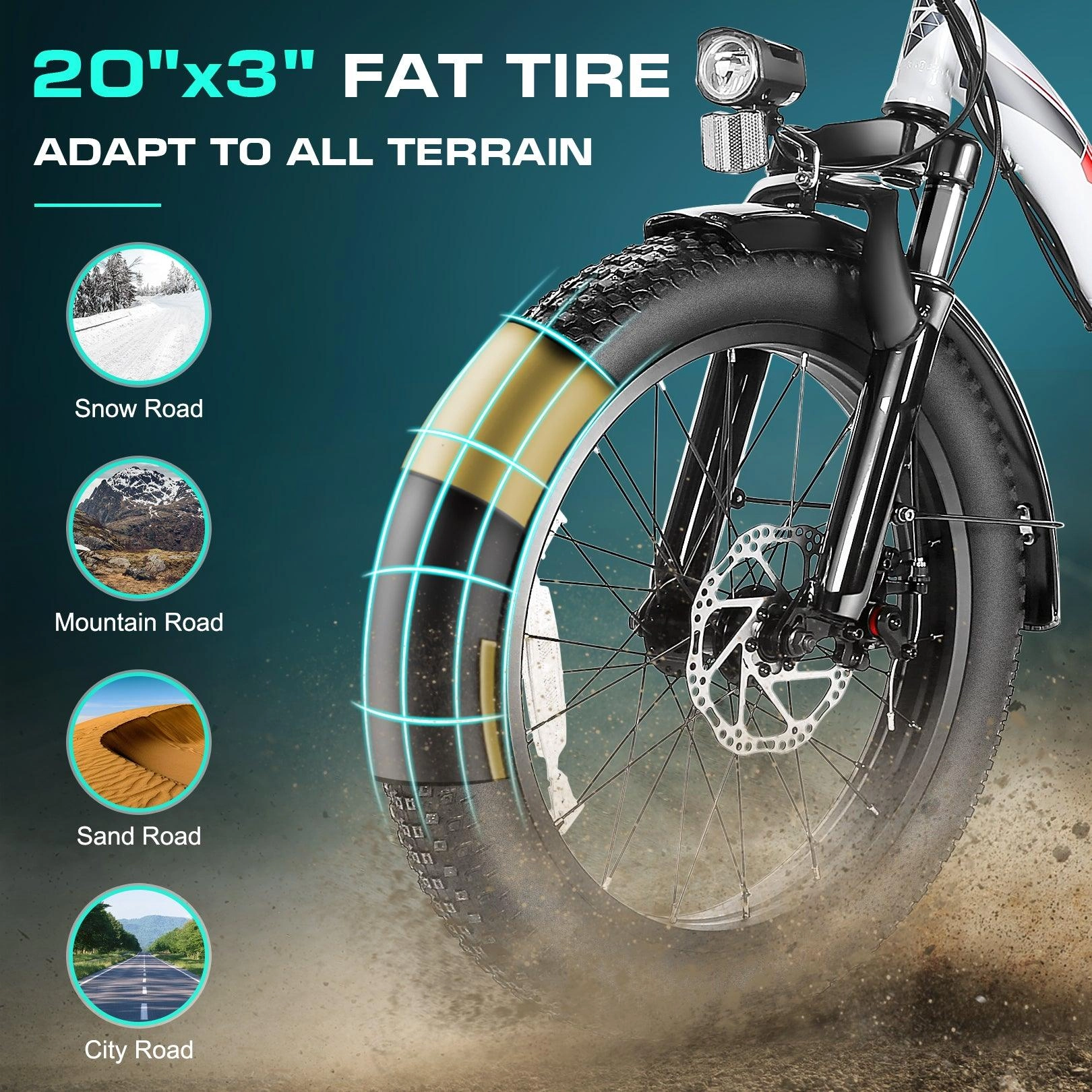 VIVI MT20UL Electric Bike 3.0" Fat Tire Folding Electric Bike UL2849 Certified